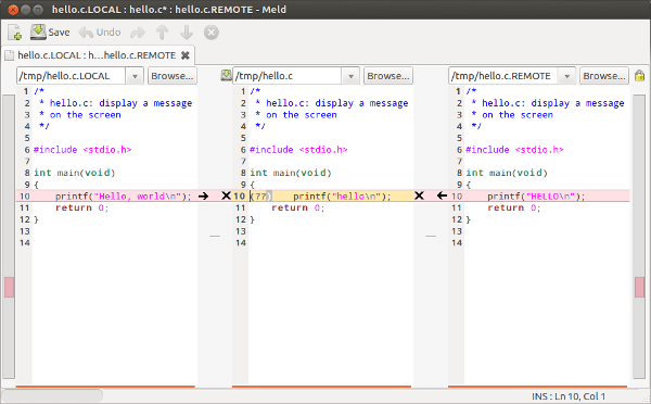 meld three-way file comparision